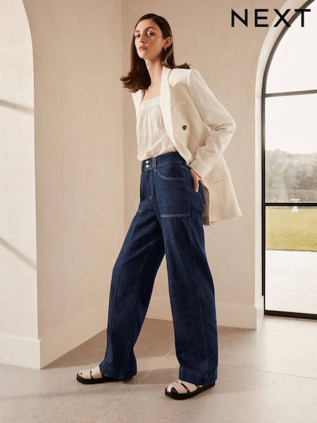 Rinse Blue Premium 100% Cotton Wide Leg Jeans (Q98900) | €16