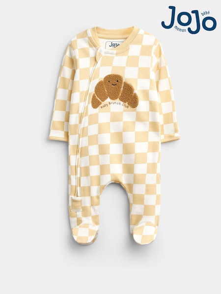 Natural Croissant - Jojo Maman Bébé Appliqué Zip Sleepsuit