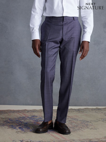 Purple Slim Fit Signature Zignone Check Suit: Trousers (Q98976) | R$ 1,055