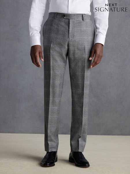 Grey Signature Marzotto Check Suit Trousers (Q99011) | €146