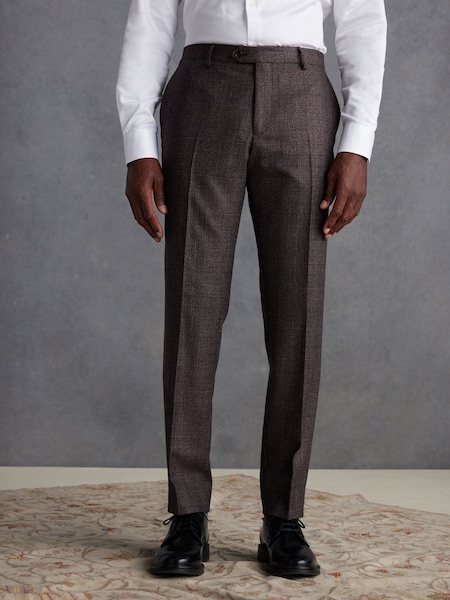 Burgundy Red Slim Fit Signature Marzotto Check Suit: Trousers (Q99012) | €36