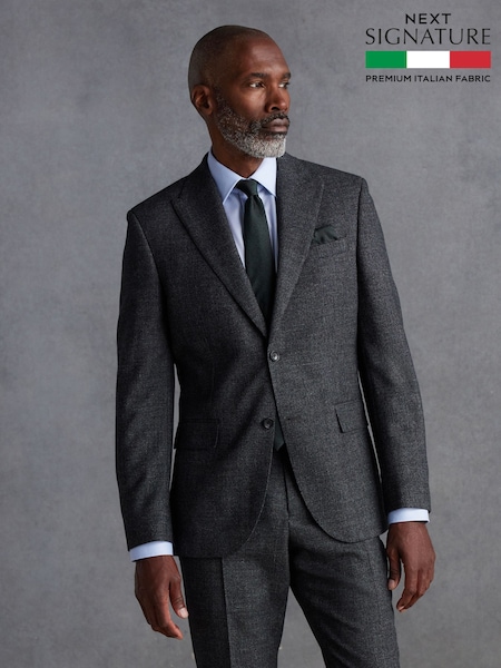 Grey Slim Fit Signature TG Di Fabio Italian Fabric Textured Suit Jacket (Q99015) | €171