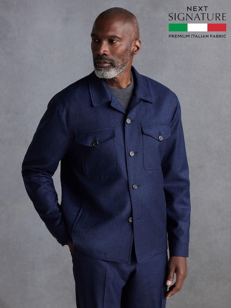 Slim Fit Signature Zignone Italian Wool Flannel Shacket (Q99029) | ‏34 ر.ع.‏
