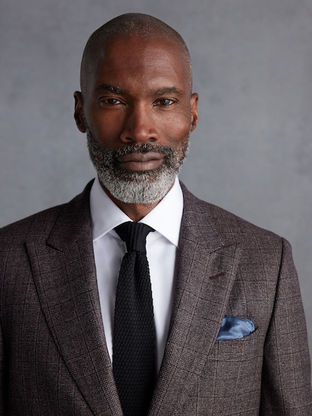 Burgundsko rdeča - Standardni kroj - Slim Fit Signature Marzotto Check Suit (Q99030) | € 105