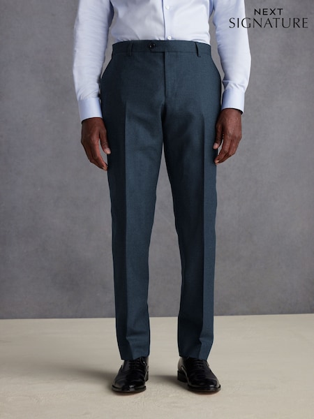 Sininen - Signature Zignone Flannel Suit Trousers (Q99035) | €138