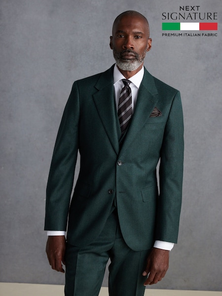 Green Signature Zignone Flannel Suit Jacket (Q99045) | €198