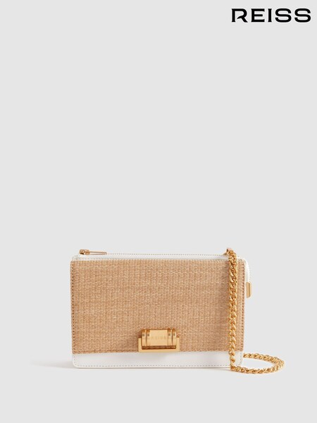 Reiss White Picton Leather Chain Crossbody Bag (Q99113) | €127