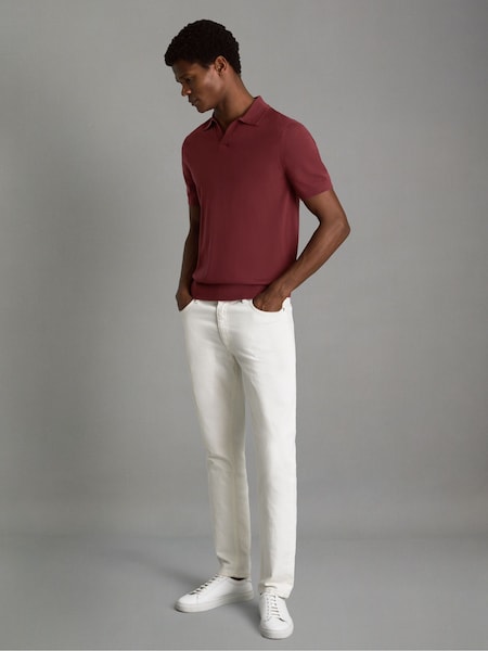 أحمر طوبي - Reiss Duchie Merino Wool Open Collar Polo Shirt (Q99115) | ‏634 د.إ.‏