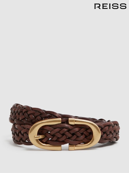 Reiss Tan Bailey Woven Leather Horseshoe Belt (Q99120) | €91