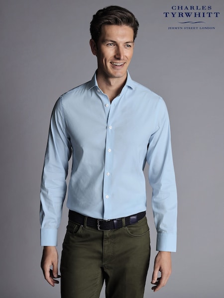 Charles Tyrwhitt Blue Non-Iron Stretch Twill Slim Fit Shirt (Q99169) | R$ 740