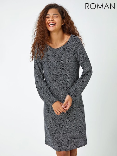 Roman Metallic Glitter Cowl Cutout Swing Stretch Dress (Q99602) | €30
