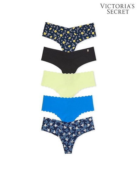 Victoria's Secret Blue/Black/Green Thong 5 Pack Knickers (Q99635) | €31