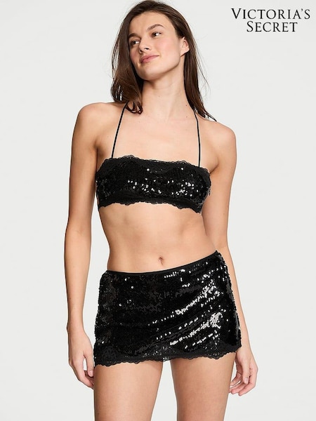 Victoria's Secret Black Sequin Bralette and Skirt Set (Q99660) | €55