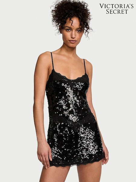 Victoria's Secret Black Sequin Slip Dress (Q99688) | €98