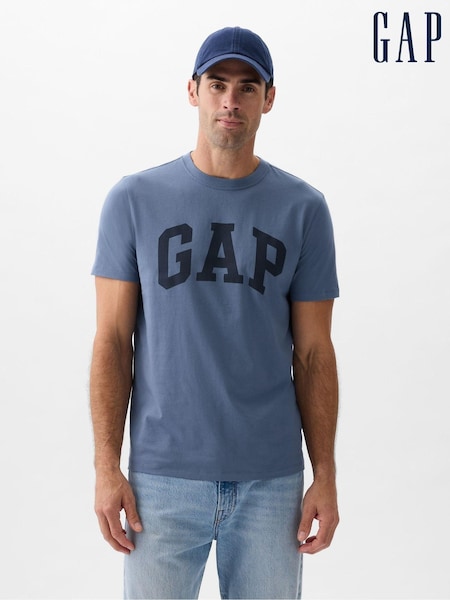 Albastru - Gap Everyday Logo 100% Cotton Guler rotund Mânecă scurtă Tricou (Q99711) | 104 LEI