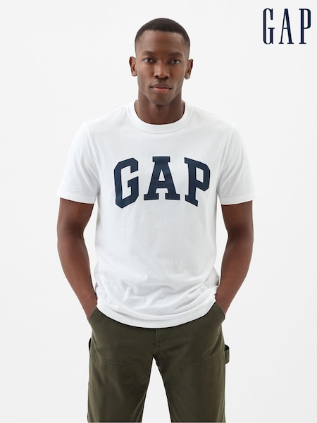 Alb - Gap Everyday Logo 100% Cotton Guler rotund Mânecă scurtă Tricou (Q99712) | 104 LEI