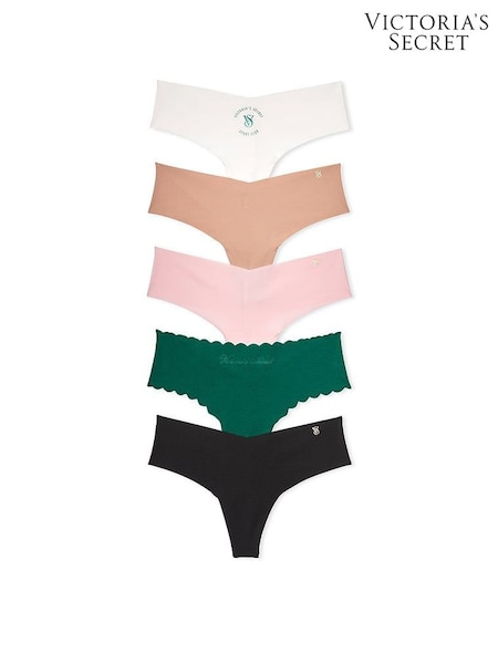 Victoria's Secret White/Nude/Pink/Green/Black Thong 5 Pack Knickers (Q99720) | €31