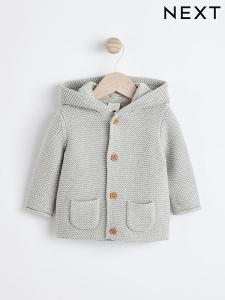 Grey Knitted Hooded Baby Cardigan (Q99812) | 494 UAH - 576 UAH