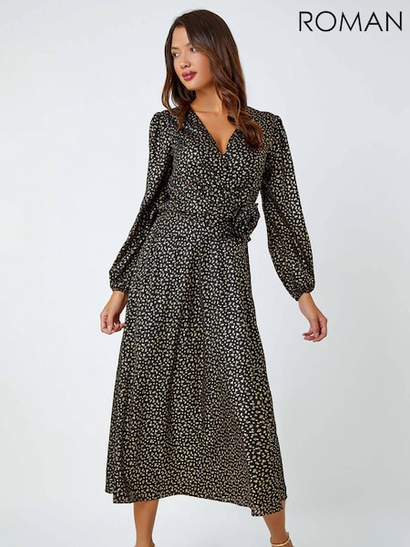Roman Black Shimmer Star Corsage Midi Dress (Q99841) | €41.50
