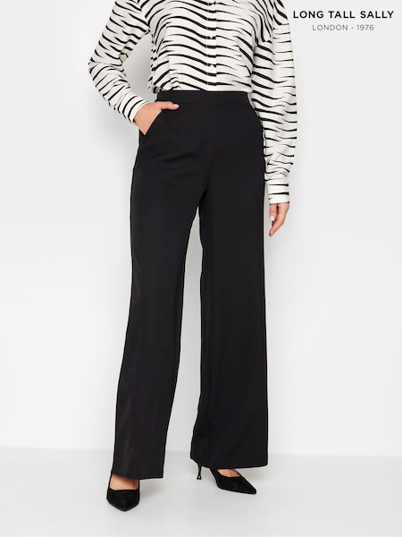 Long Tall Sally Black Elasticated Wide Leg Trousers (Q99931) | 193 QAR