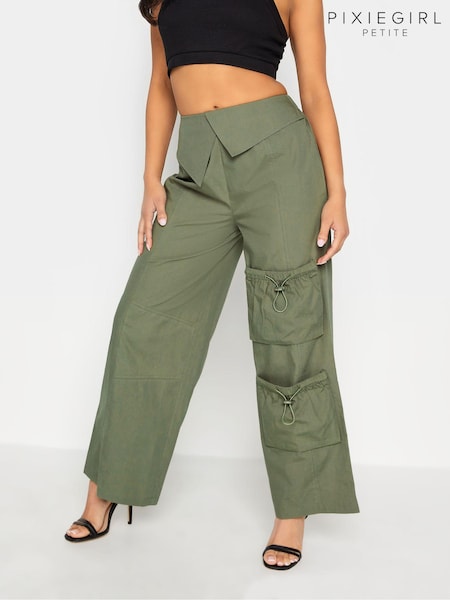 Grün - PixieGirl Petite – Cargohosen aus 100\% Baumwolle mit Umschlag (Q99944) | 23 €