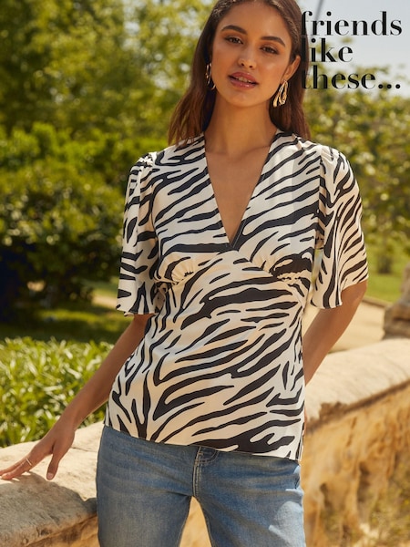 Friends Like These Zebra Satin V Neck Empire Blouse (QP2129) | €15.50