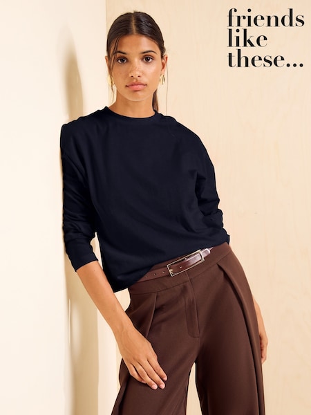 Black - Friends Like These Long Sleeve Boxy T-shirt