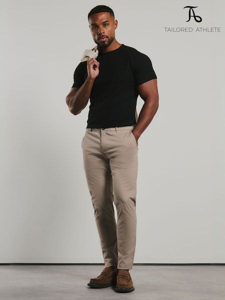 Taupefarben - Regular Tailored Athlete Muscle Fit Chino Trousers