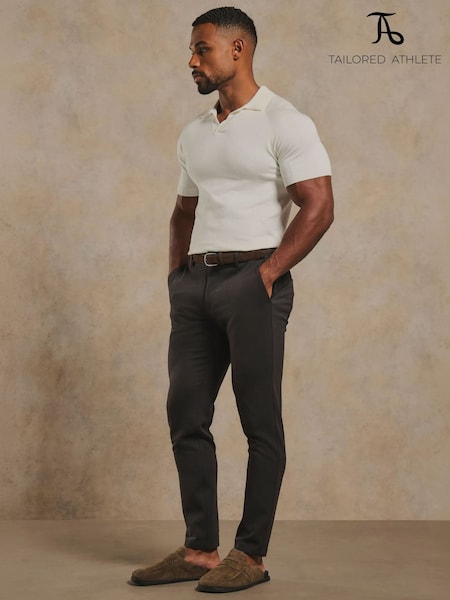 Cream - Regular Tailored Athlete Muscle Fit Open Collar Knitted Polo Shirt