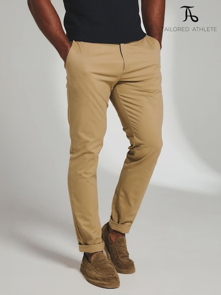 Tan Brown - Regular Tailored Athlete Muscle Fit Chino Trousers