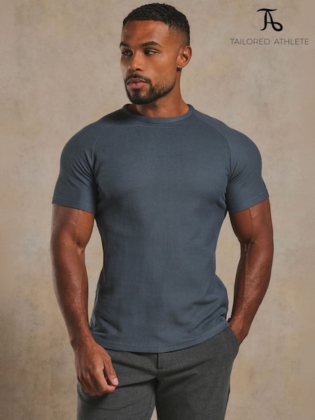 Grey - Regular Tailored Athlete Muscle Fit Textured Jersey T-shirt