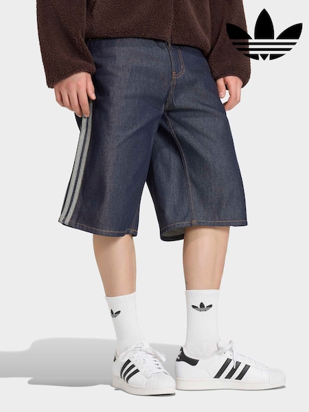 כחול  - Regular Adidas Originals Firebird Adicolor Jorts Mid-rise Shorts