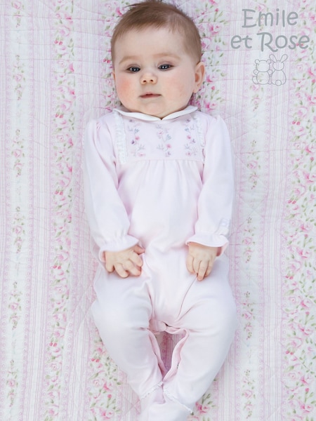 Pink - Emile Et Rose Madeleine All-in-one With Embroidered Yoke, Lace Trim & Collar
