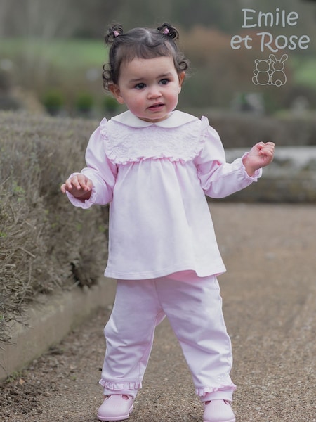 Pink - Emile Et Rose Macey Two-piece Top & Trousers Set With Embroidered Inset Panel
