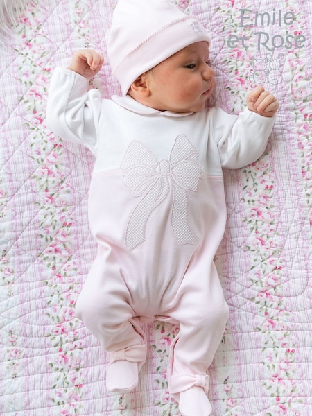Pink - Emile Et Rose Maya All-in-one With Large Applique Bow & Hat
