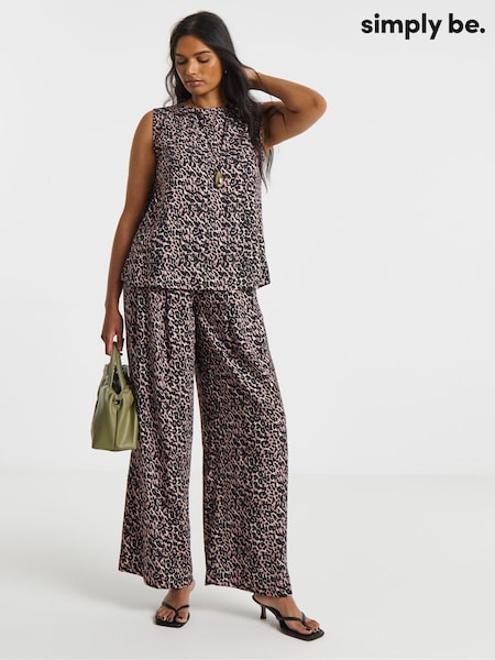 animal - Simply Be Linen Mix Palazzo Trousers