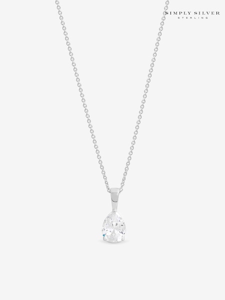 925 Sterling Silver - Simply Silver Pear Cut Pendant Gift Pouch