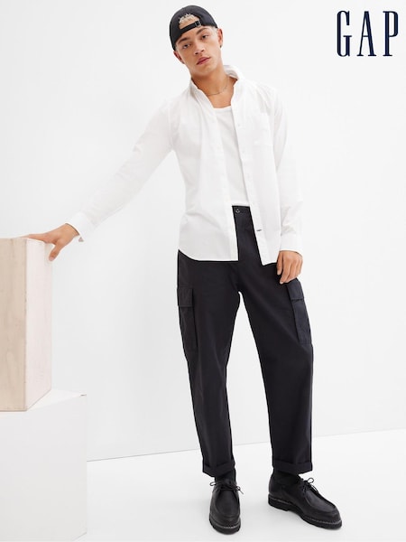 Valkoinen - Gap Stretch- Button-Up Kapea istuvuus Paidat (R07948) | €55