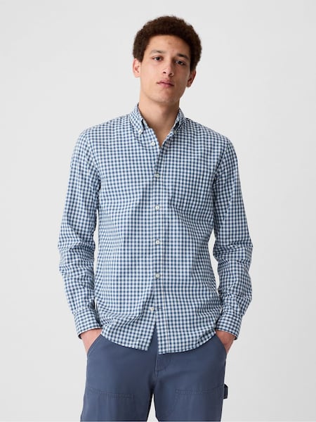 Sininen ja Valkoinen Gingham - Gap Stretch- Button-Up Kapea istuvuus Paidat (R07949) | €55