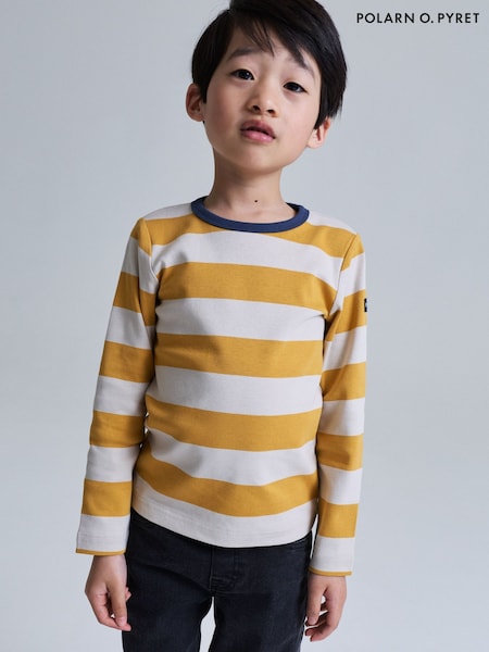 Yellow - Polarn O. Pyret Long Sleeve Top Striped T-shirt