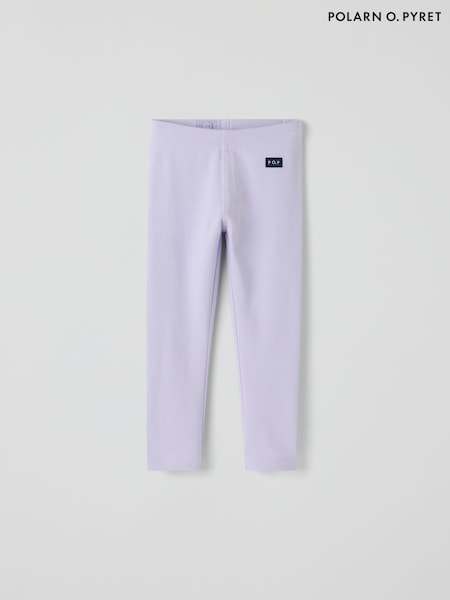 Purple - Polarn O. Pyret Cotton Plain Leggings