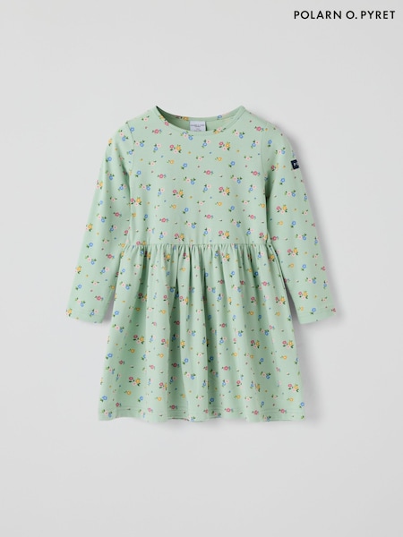 Green - Polarn O. Pyret Long Sleeve Floral Dress