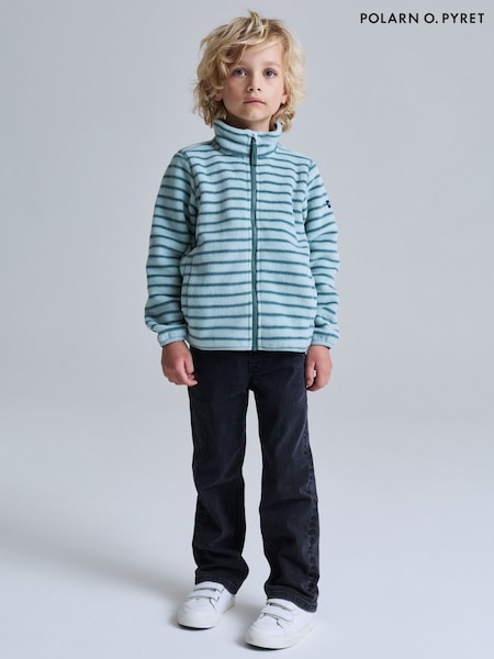 Azul - Polarn O. Pyret Fleece Jacket With Pockets Striped
