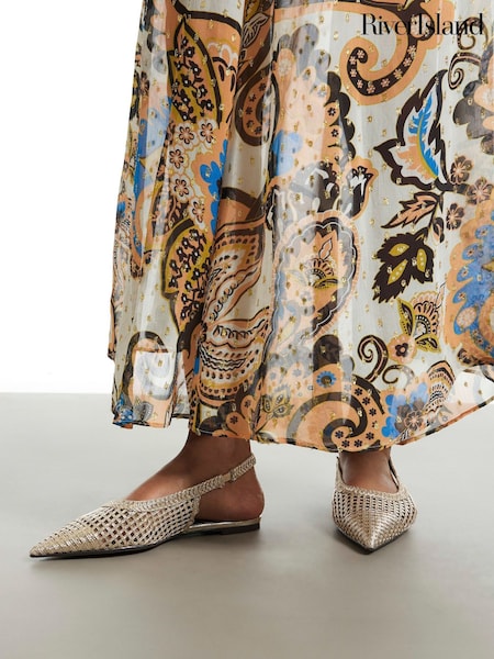 Gold - River Island Slingback Flat Shoes