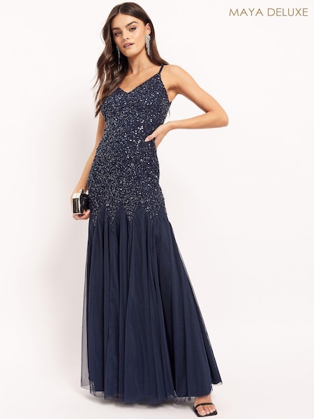 Темно-синий - Maya Sequin Fishtail Maxi Dress (R14312) | €43