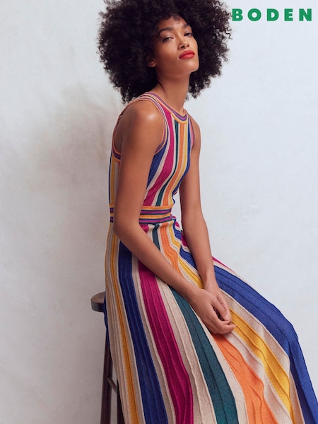 Azul - Vestido Boden de rayas multicolor metalizadas