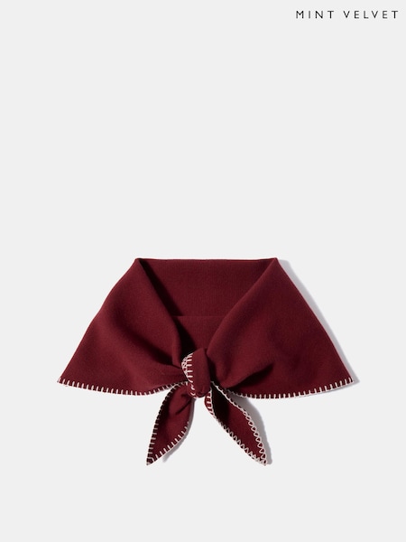 Red - Mint Velvet Knit Stitch Detail Scarf