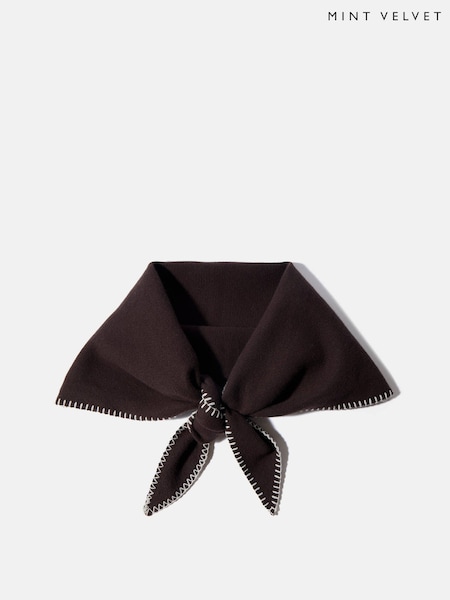 Brown - Mint Velvet Knit Stitch Detail Scarf