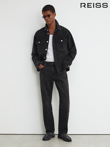 Black - Regular Reiss Dylan Relaxed Straight-leg Jeans