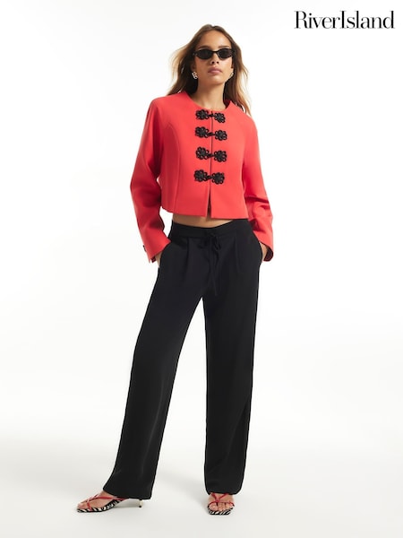 Svart - River Island Slim Fit Twill Trousers